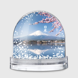 Игрушка Снежный шар Цветущая сакура на фоне Фудзиямы - Япония