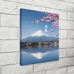 Холст квадратный Цветущая сакура на фоне Фудзиямы - Япония - фото 2
