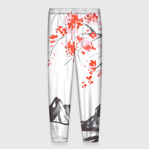 Мужские брюки 3D Цветущая сакура и солнце - Япония, цвет 3D печать - фото 2