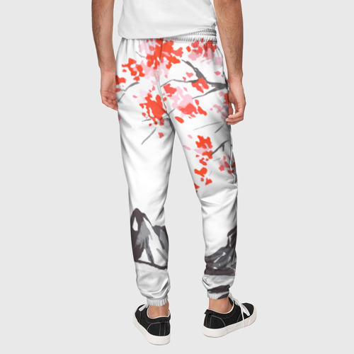 Мужские брюки 3D Цветущая сакура и солнце - Япония, цвет 3D печать - фото 5