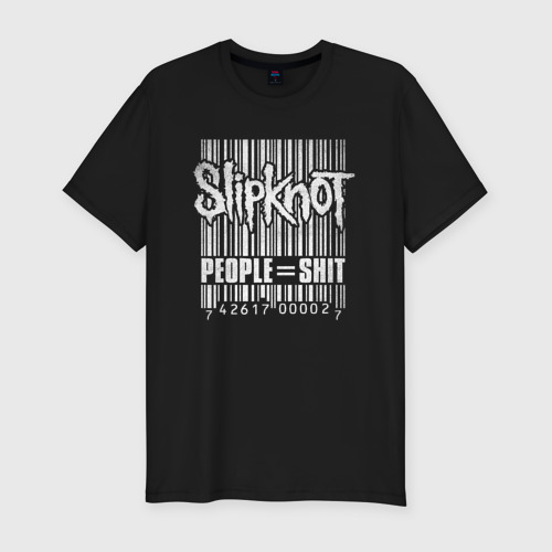 Мужская футболка хлопок Slim Slipknot bar code, цвет черный
