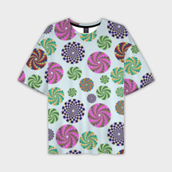 Мужская футболка oversize 3D Разноцветные круги из квадратов