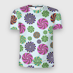 Мужская футболка 3D Slim Разноцветные круги из квадратов