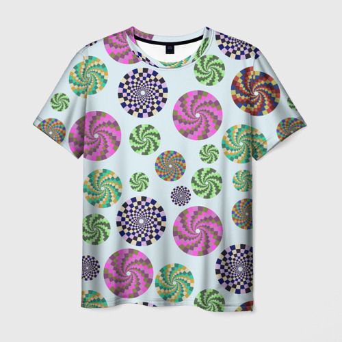 Мужская футболка 3D Разноцветные круги из квадратов, цвет 3D печать