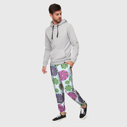 Мужские брюки 3D Разноцветные круги из квадратов - фото 2
