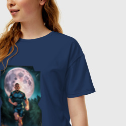 Женская футболка хлопок Oversize The moon runner - фото 2