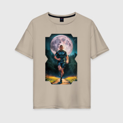 Женская футболка хлопок Oversize The moon runner