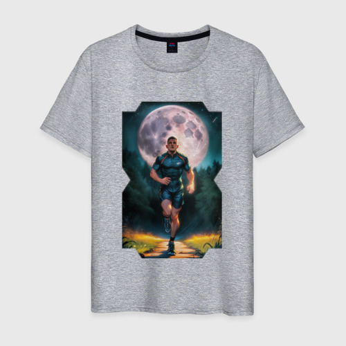 Мужская футболка хлопок The moon runner, цвет меланж