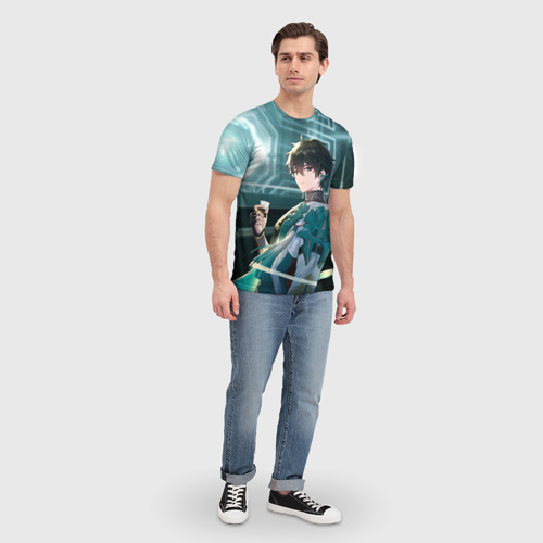 Мужская футболка 3D с принтом Дань Хэн в общем вагоне, вид сбоку #3