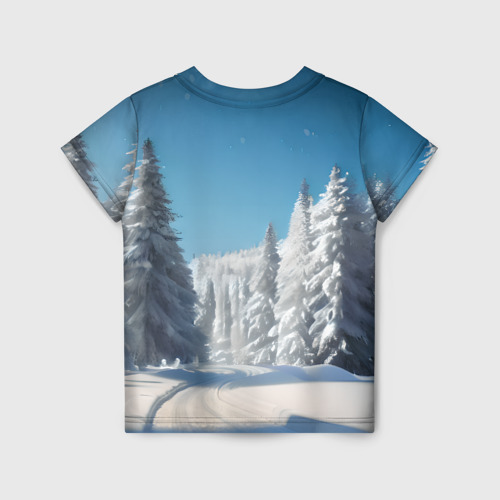 Детская футболка 3D Зимний еловый лес, цвет 3D печать - фото 2
