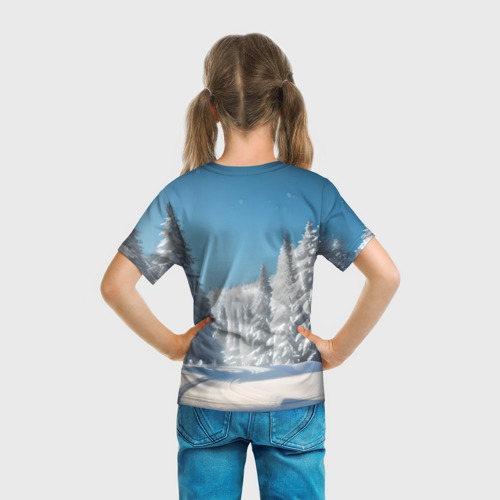Детская футболка 3D Зимний еловый лес, цвет 3D печать - фото 6