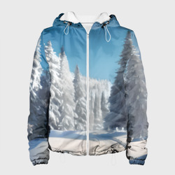 Женская куртка 3D Зимний еловый лес