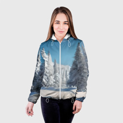 Женская куртка 3D Зимний еловый лес - фото 2