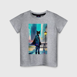 Детская футболка хлопок Кот модник - Нью-Йорк - акварель