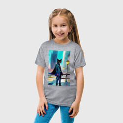 Детская футболка хлопок Кот модник - Нью-Йорк - акварель - фото 2