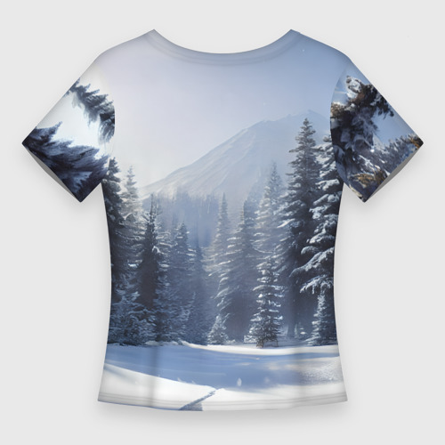 Женская футболка 3D Slim Снежная тайга, цвет 3D печать - фото 2