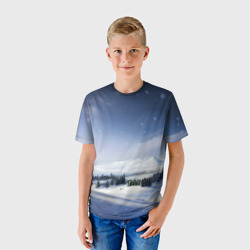 Детская футболка 3D Снежные ёлки и гора - фото 2