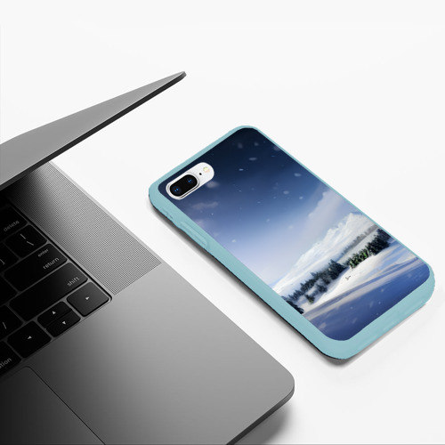 Чехол для iPhone 7Plus/8 Plus матовый с принтом Снежные ёлки и гора, фото #5