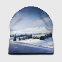 Шапка 3D Снежные ёлки и гора