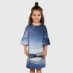 Детское платье 3D Снежные ёлки и гора - фото 2