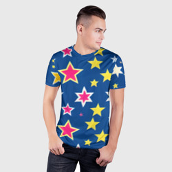 Мужская футболка 3D Slim Звёзды разных цветов - фото 2