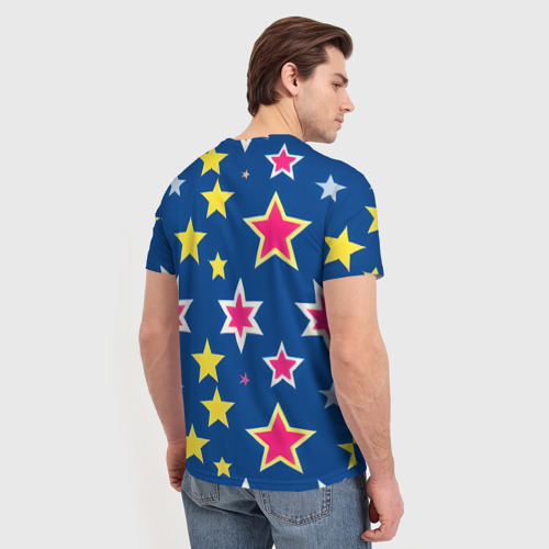 Мужская футболка 3D Звёзды разных цветов, цвет 3D печать - фото 4
