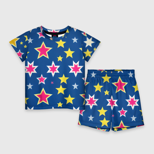 Детский костюм с шортами 3D Звёзды разных цветов, цвет 3D печать