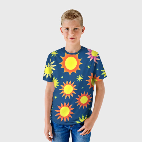 Детская футболка 3D Цветы солнца, цвет 3D печать - фото 3