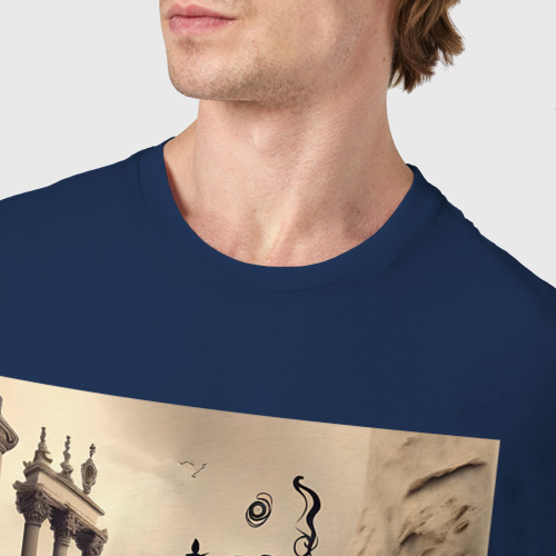 Мужская футболка хлопок Фантазия в стиле Сальвадора Дали - нейросеть, цвет темно-синий - фото 6