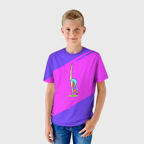 Детская футболка 3D Гимнастка с мячом, цвет 3D печать - фото 3