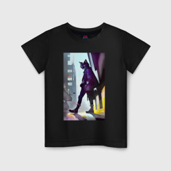 Детская футболка хлопок Чёрный котяра на своём районе - Бронкс
