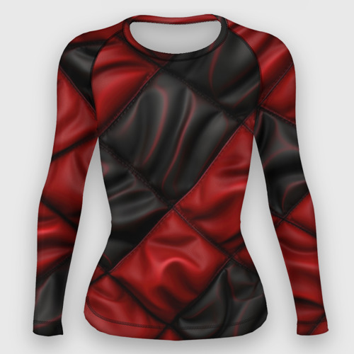 Женский рашгард 3D с принтом Red black luxury, вид спереди #2