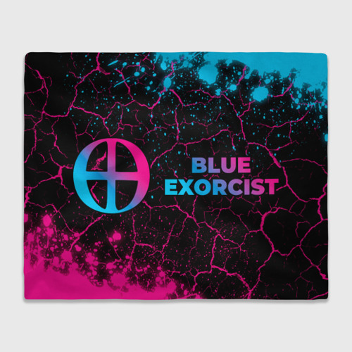 Плед с принтом Blue Exorcist - neon gradient: надпись и символ, вид спереди №1