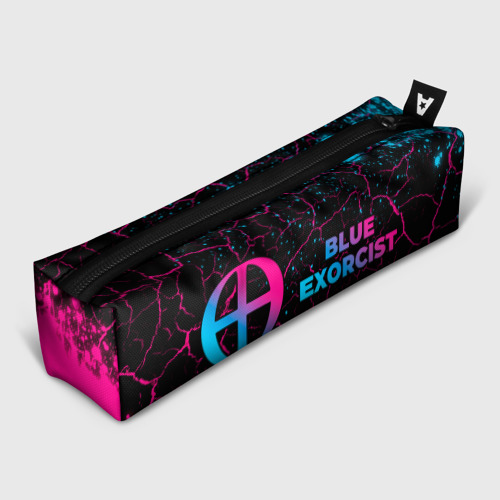 Пенал школьный 3D Blue Exorcist - neon gradient: надпись и символ