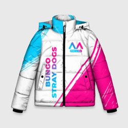 Зимняя куртка для мальчиков 3D Bungo Stray Dogs neon gradient style: надпись, символ