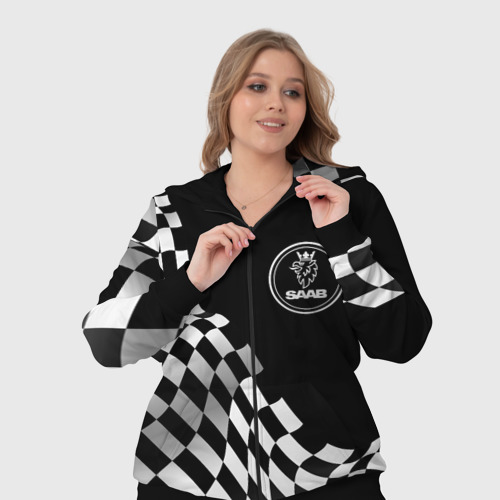 Женский костюм 3D Saab racing flag, цвет черный - фото 7