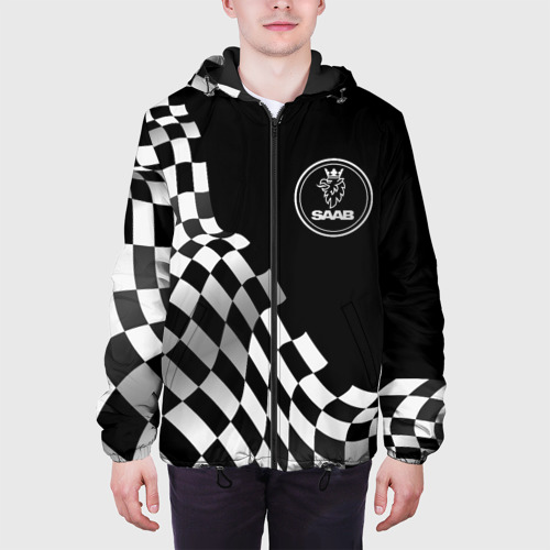 Мужская куртка 3D с принтом Saab racing flag, вид сбоку #3