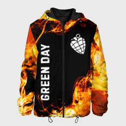 Мужская куртка 3D Green Day и пылающий огонь