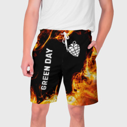 Мужские шорты 3D Green Day и пылающий огонь