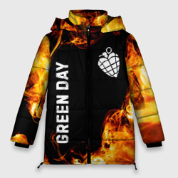 Женская зимняя куртка Oversize Green Day и пылающий огонь