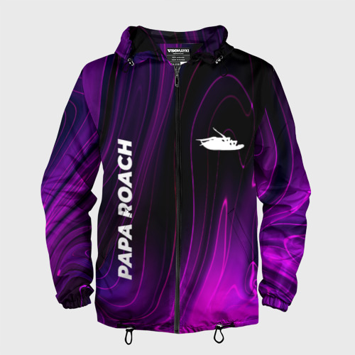 Мужская ветровка 3D Papa Roach violet plasma, цвет черный