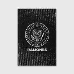 Обложка для паспорта матовая кожа Ramones с потертостями на темном фоне