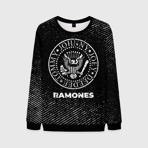 Мужской свитшот 3D Ramones с потертостями на темном фоне, цвет черный
