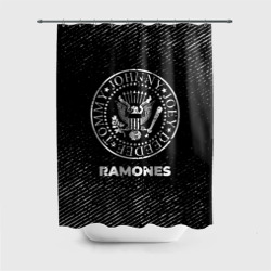 Штора 3D для ванной Ramones с потертостями на темном фоне