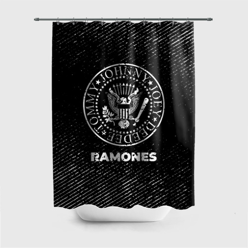 Штора 3D для ванной Ramones с потертостями на темном фоне