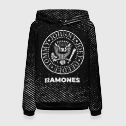 Женская толстовка 3D Ramones с потертостями на темном фоне