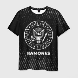 Ramones с потертостями на темном фоне – Мужская футболка 3D с принтом купить со скидкой в -26%