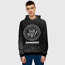 Мужская толстовка 3D Ramones с потертостями на темном фоне - фото 2