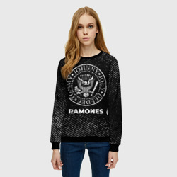 Женский свитшот 3D Ramones с потертостями на темном фоне - фото 2