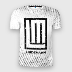 Мужская футболка 3D Slim Lindemann с потертостями на светлом фоне